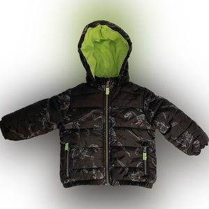 Oshkosh Winter Puffer Jacket/Coat w/Hood & Dinosaur Print